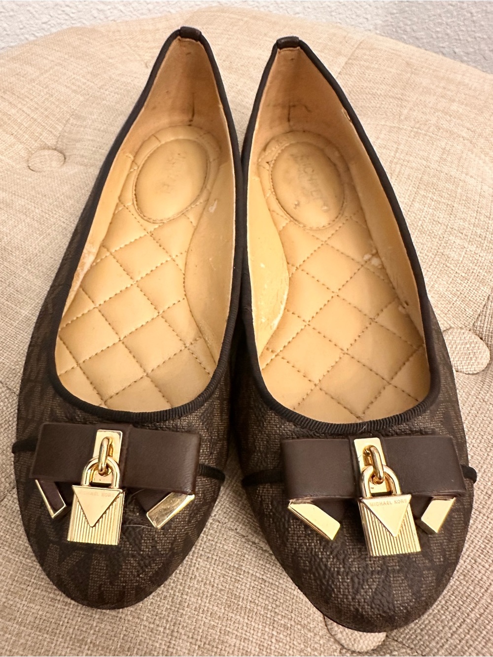 Michael Kors quilted brown Alice ballet flats Size 5M